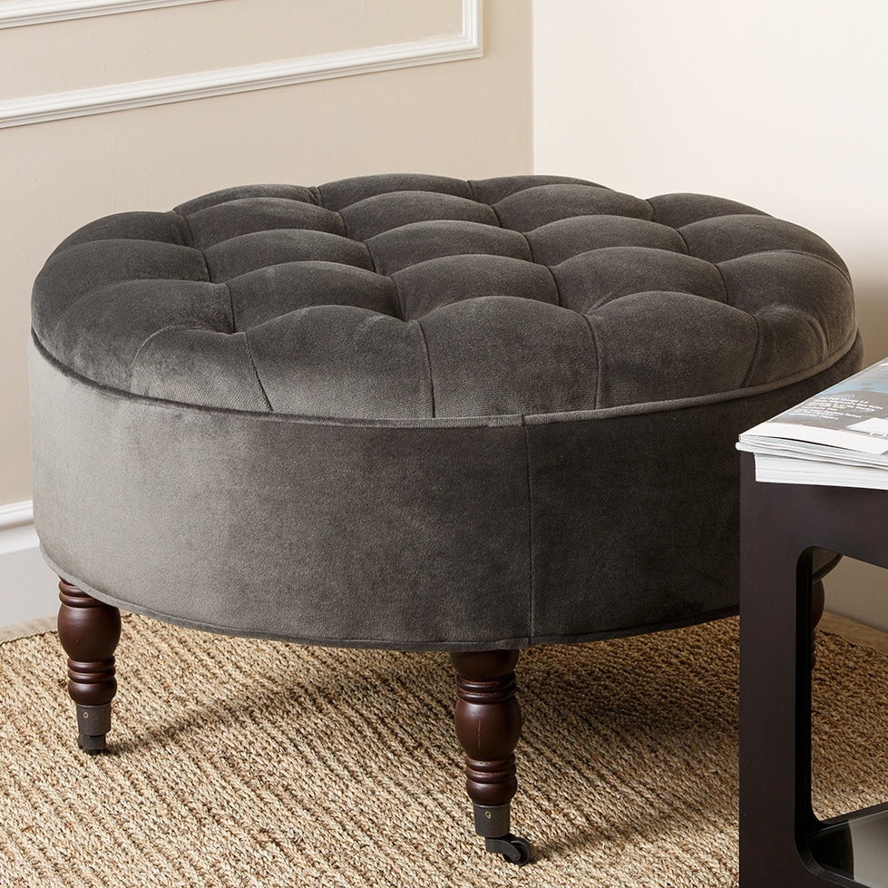 Monica Pedersen Presidio Olive Round Ottoman By Abbyson Living