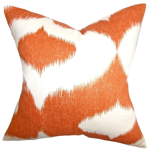 Shop Leilani Bright Orange Ikat Down Filled Throw Pillow Free