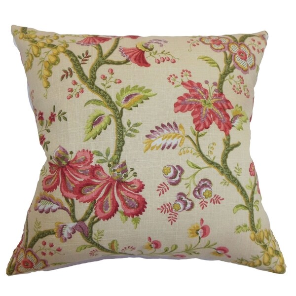 Shop Quesnel Antique Floral Down Filled Throw Pillow Free Shipping