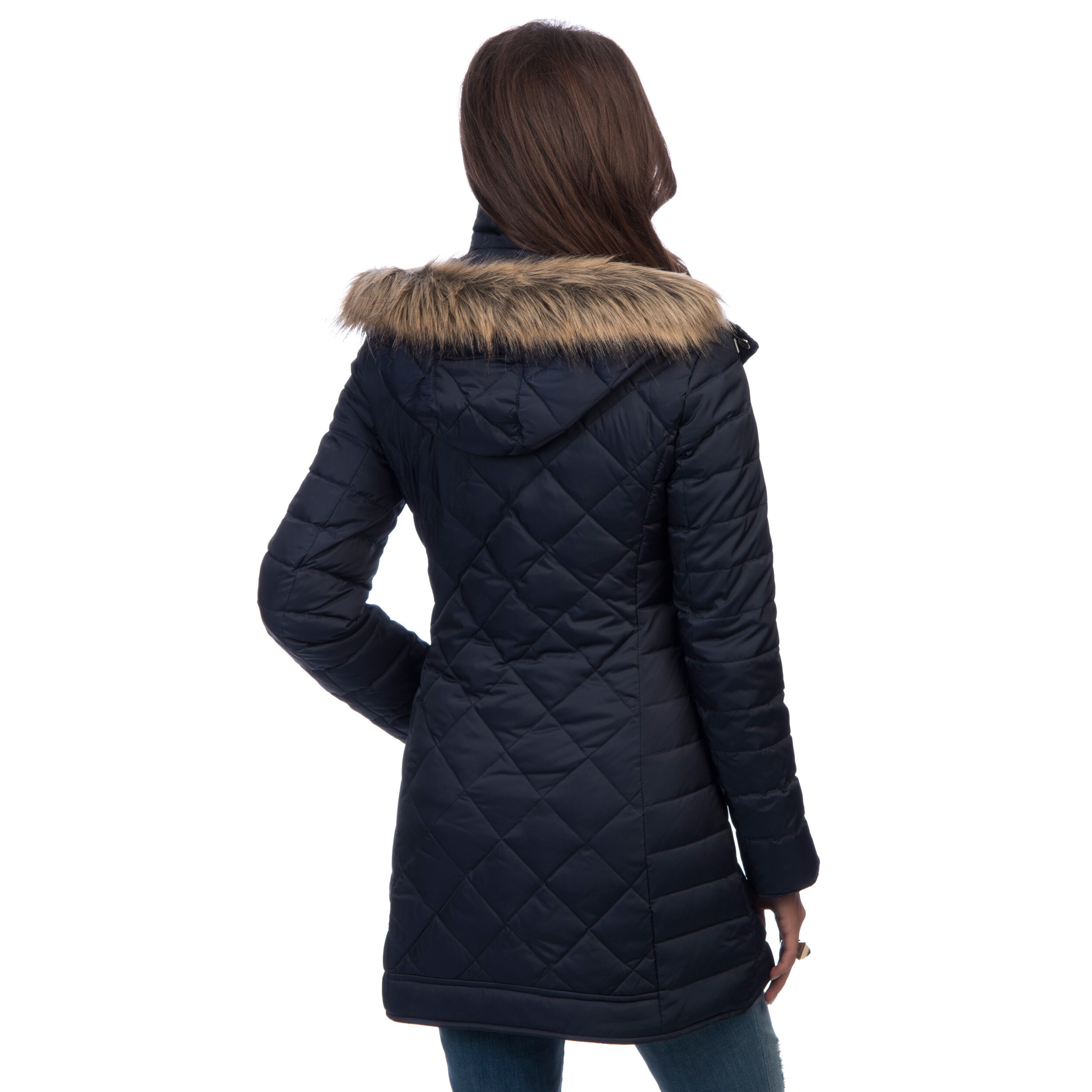 kenneth cole down faux fur collar & hood coat