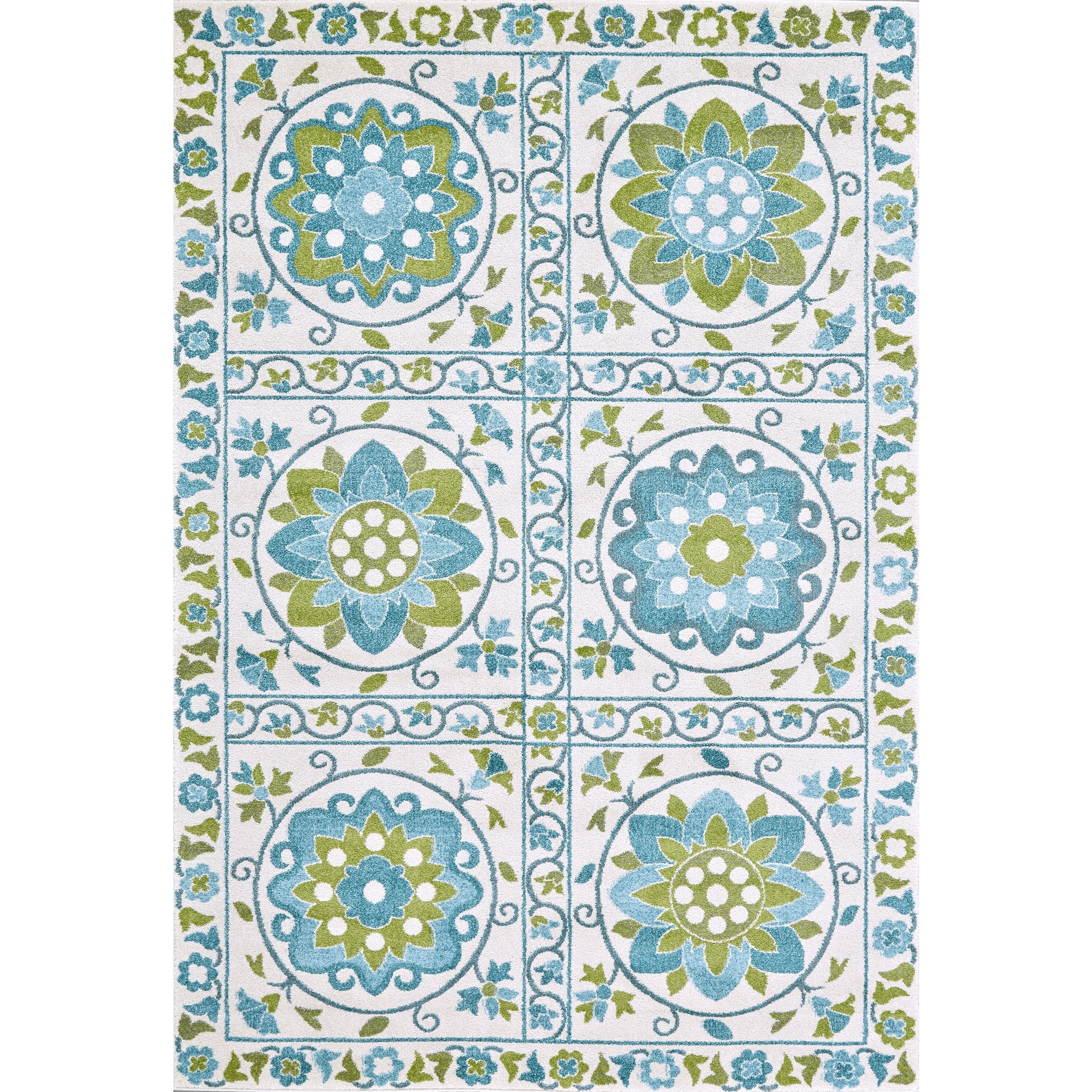 Gara Blue/ Marine Floral Area Rug (5 X 8)