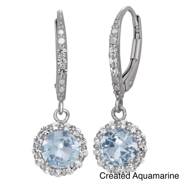 Gioelli Sterling Silver Created Gemstone Halo Dangle Earrings - On Sale ...