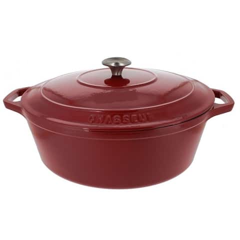 Chasseur 7.25-quart Red French Enameled Cast Iron Oval Dutch Oven