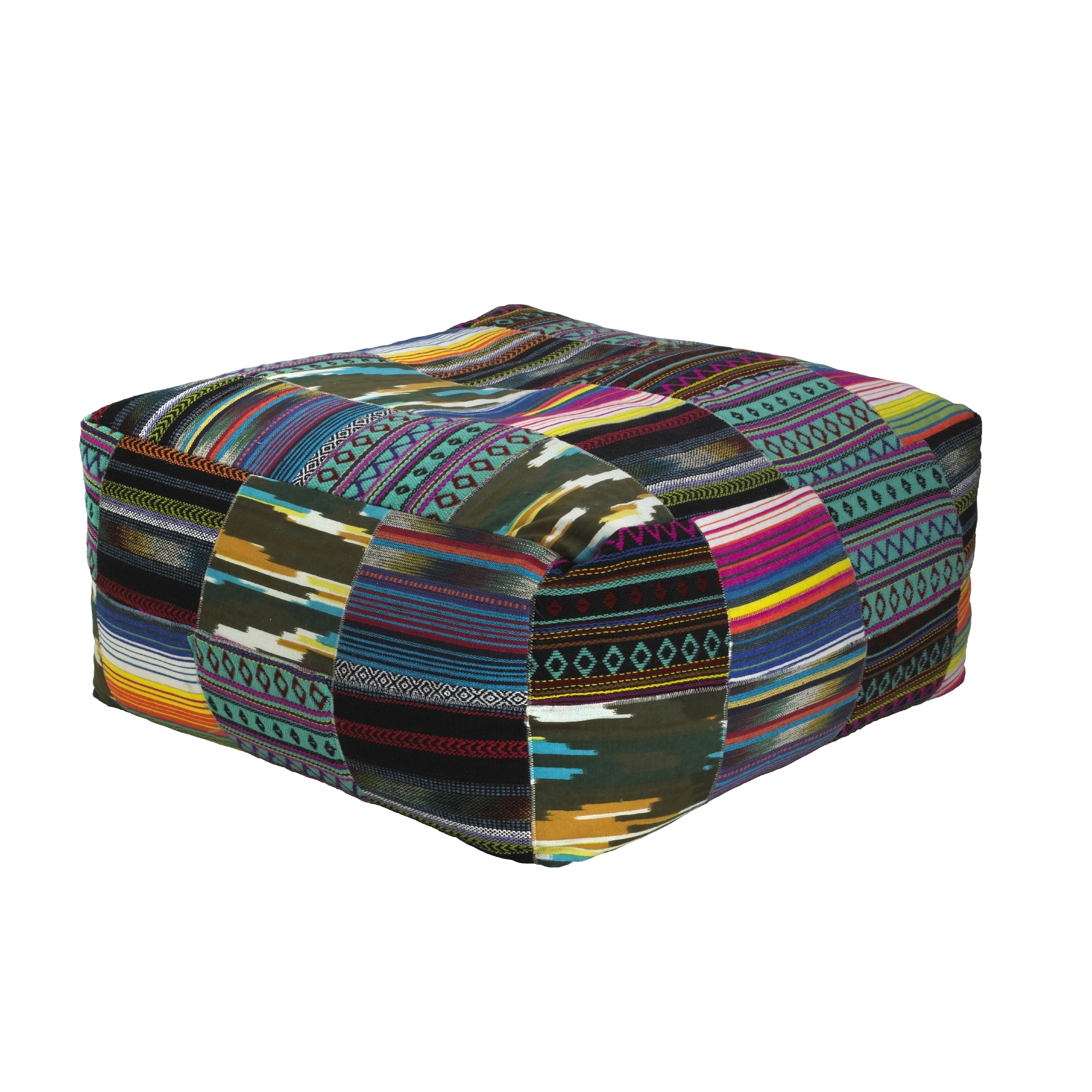 Elements Tribal Pattern Velvet Square Pouf