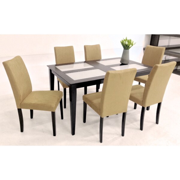 Warehouse of Tiffany Shino Brown/ Black 7 piece Glass Table Dining Set