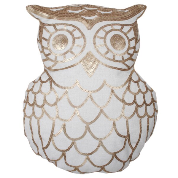 Marvin Owl Shaped Sequined Throw Pillow