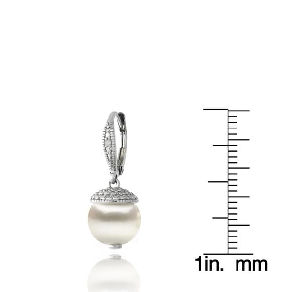 Glitzy Rocks Sterling Silver Diamond Accent Freshwater Cultured Pearl Drop Leverback Earrings