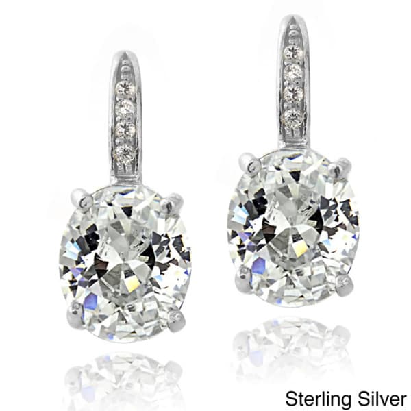 ICZ Stonez Sterling Silver Oval Cubic Zirconia Leverback Earrings Set