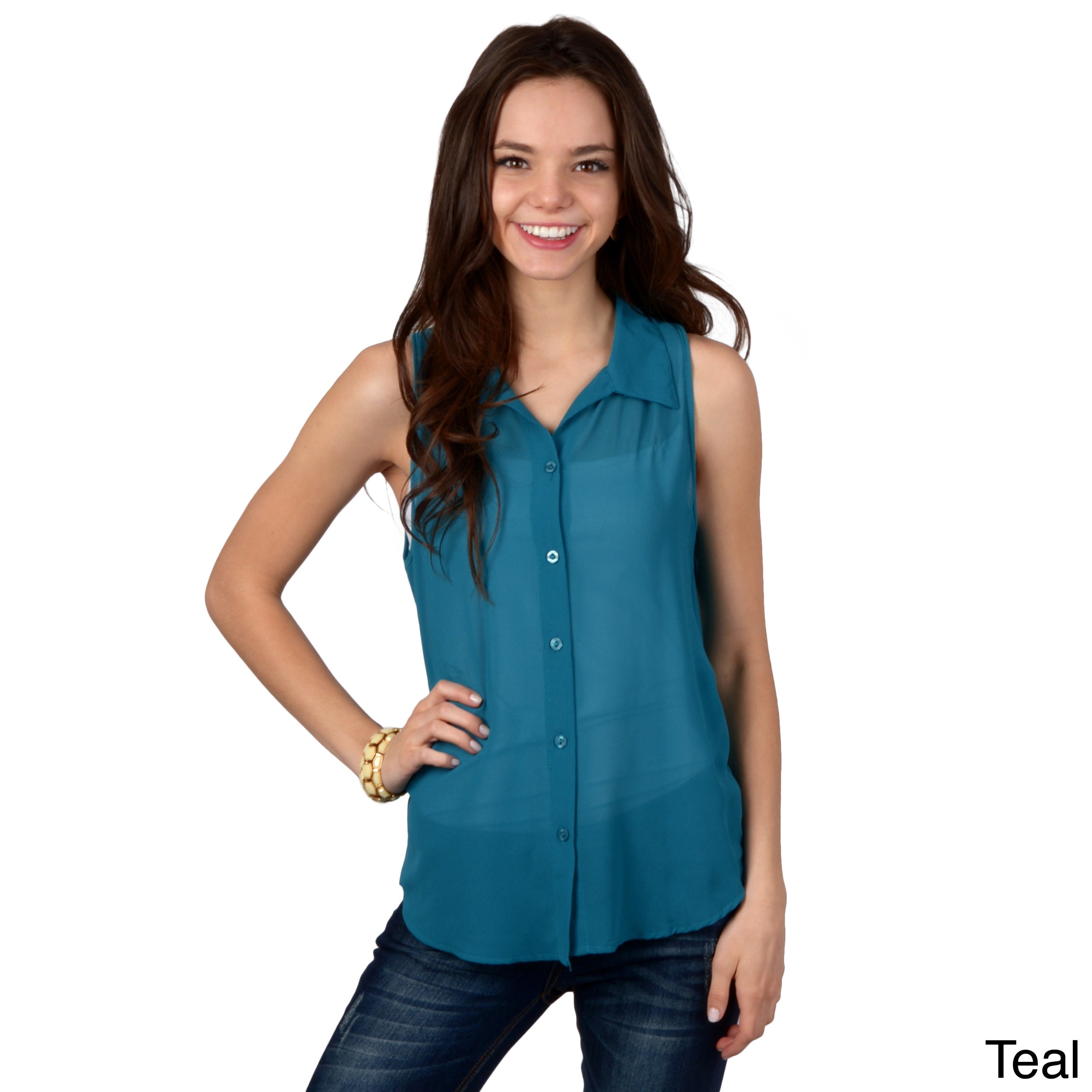 Hailey Jeans Co. Juniors Sleeveless Button up Top