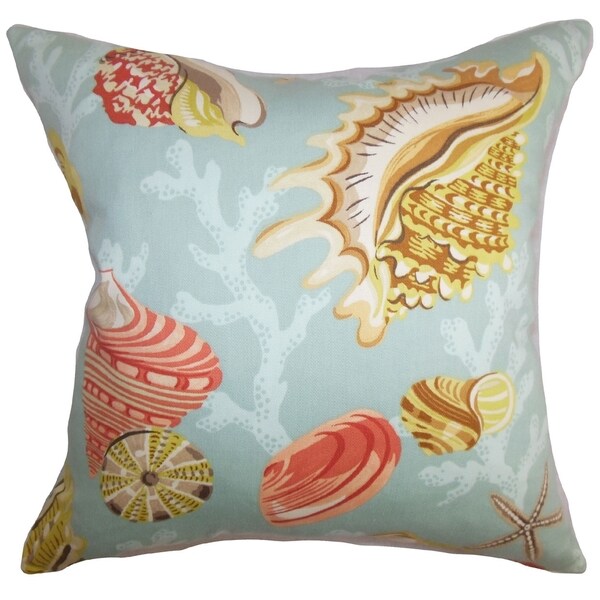 Shop Tait Coastal Aqua Yellow Down Filled Throw Pillow On Sale Free