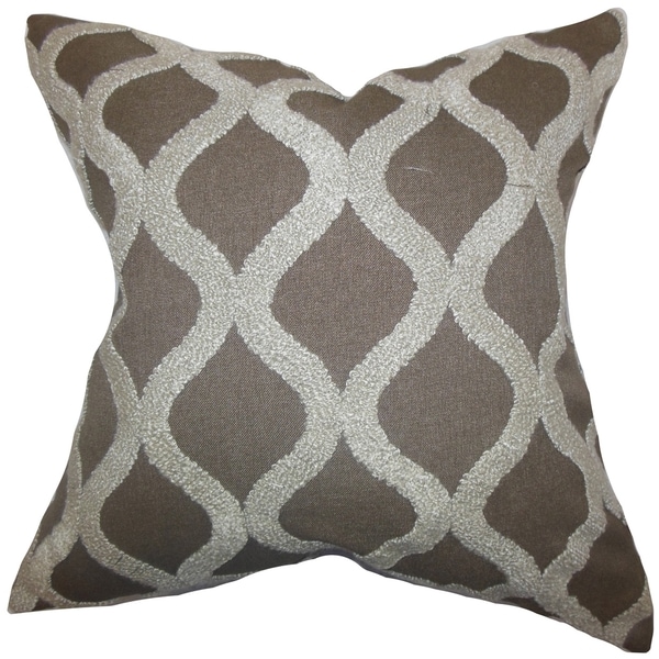 Katell Geometric Brown Down Filled Throw Pillow