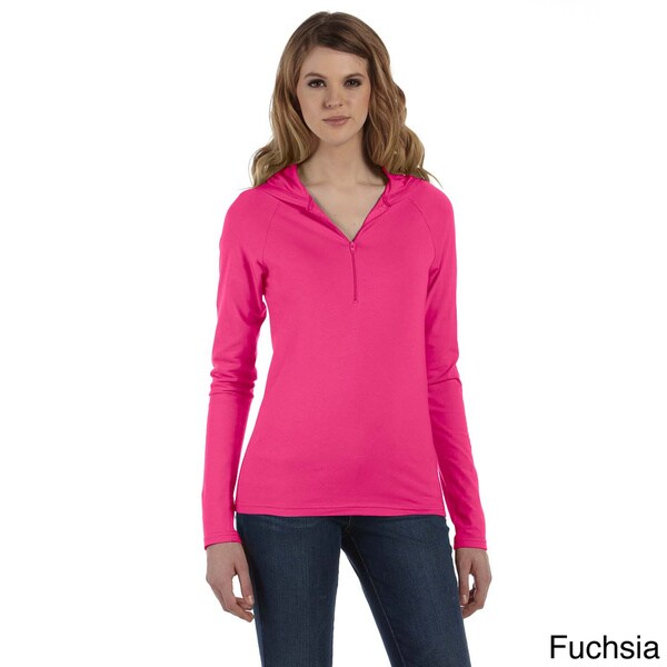 Download Women's Cotton/ Spandex Half-zip Hooded Pullover Sweater ...