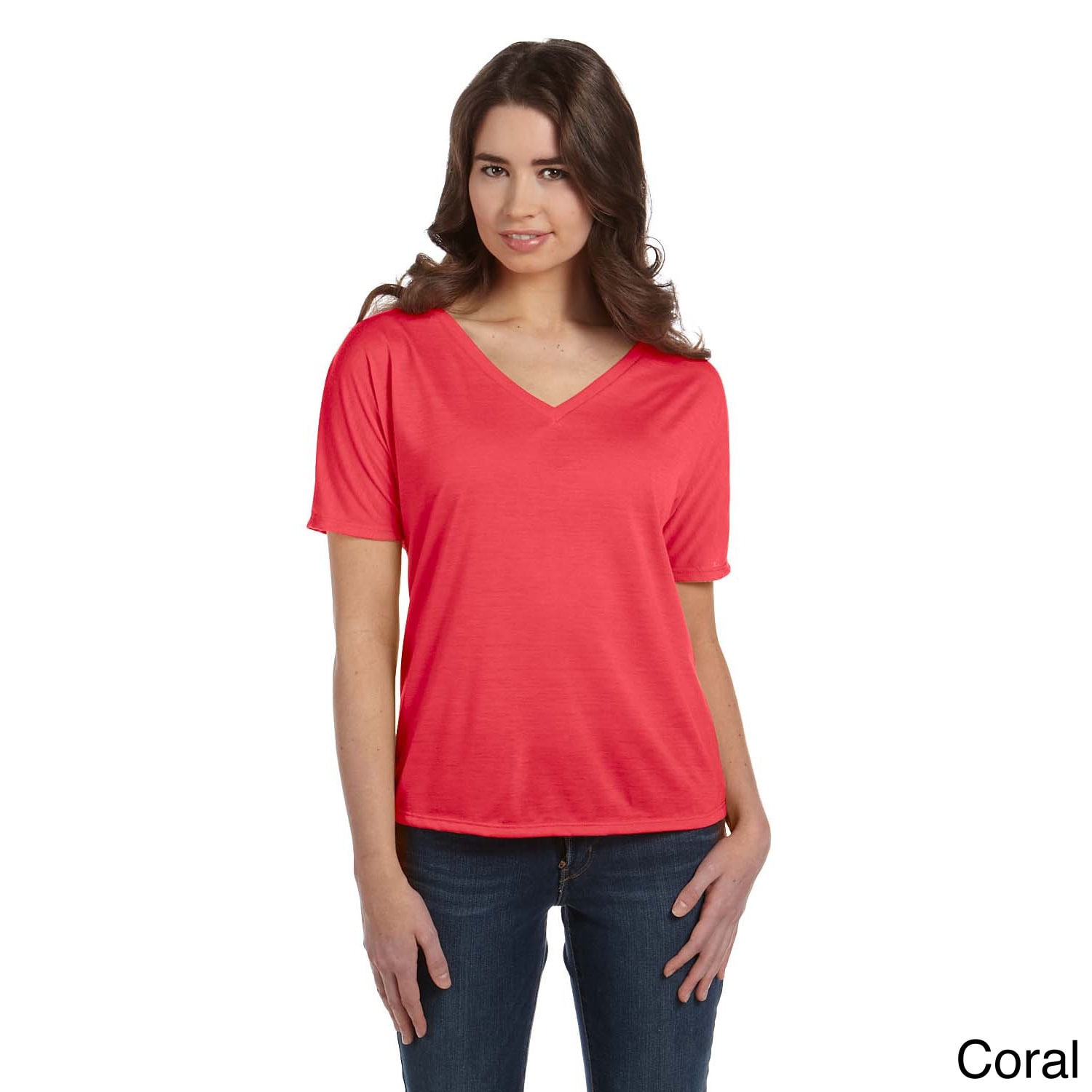 Bella Womens Flowy V neck T shirt Red Size XXL (18)