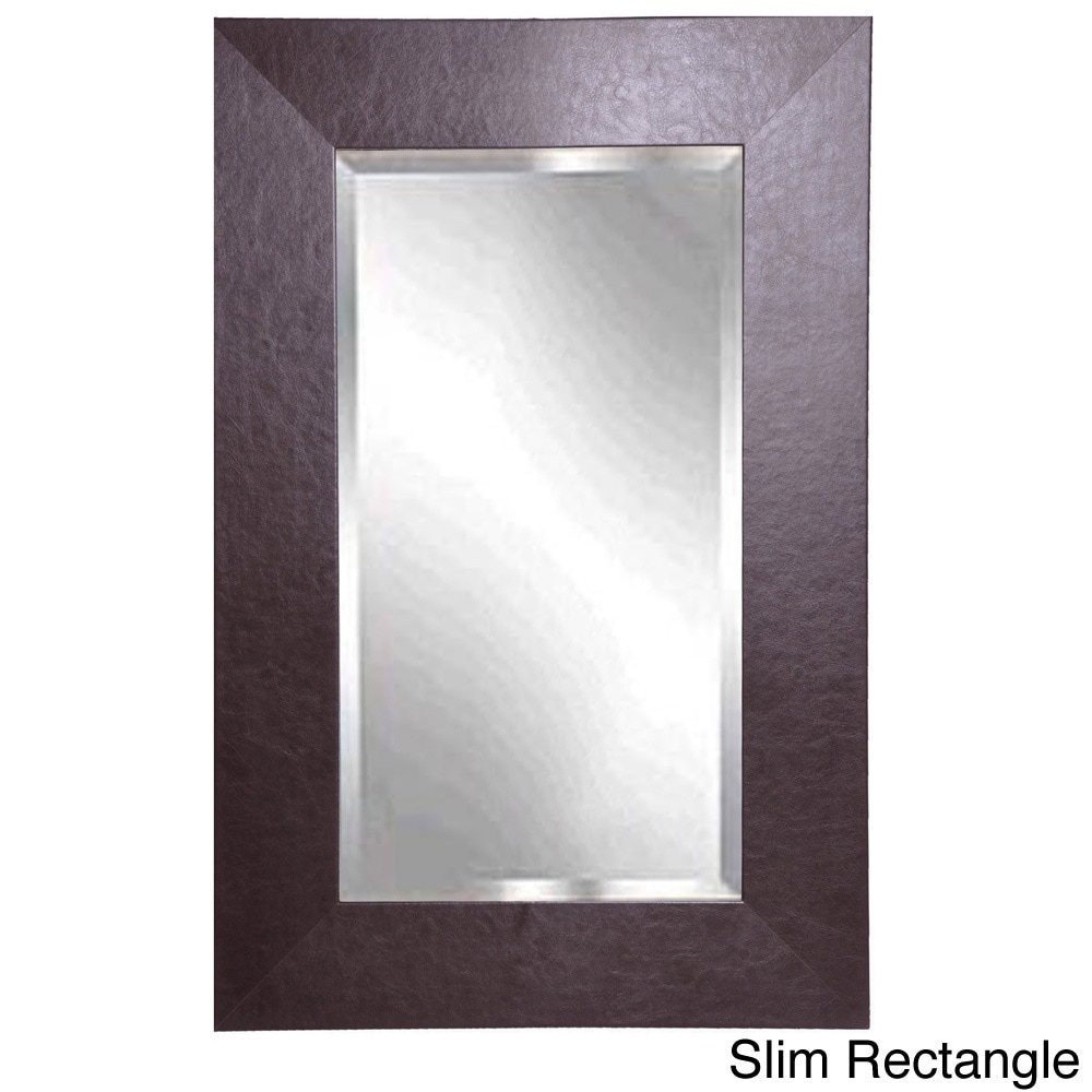 American Made Rayne Wide Brown Leather Wall Mirror