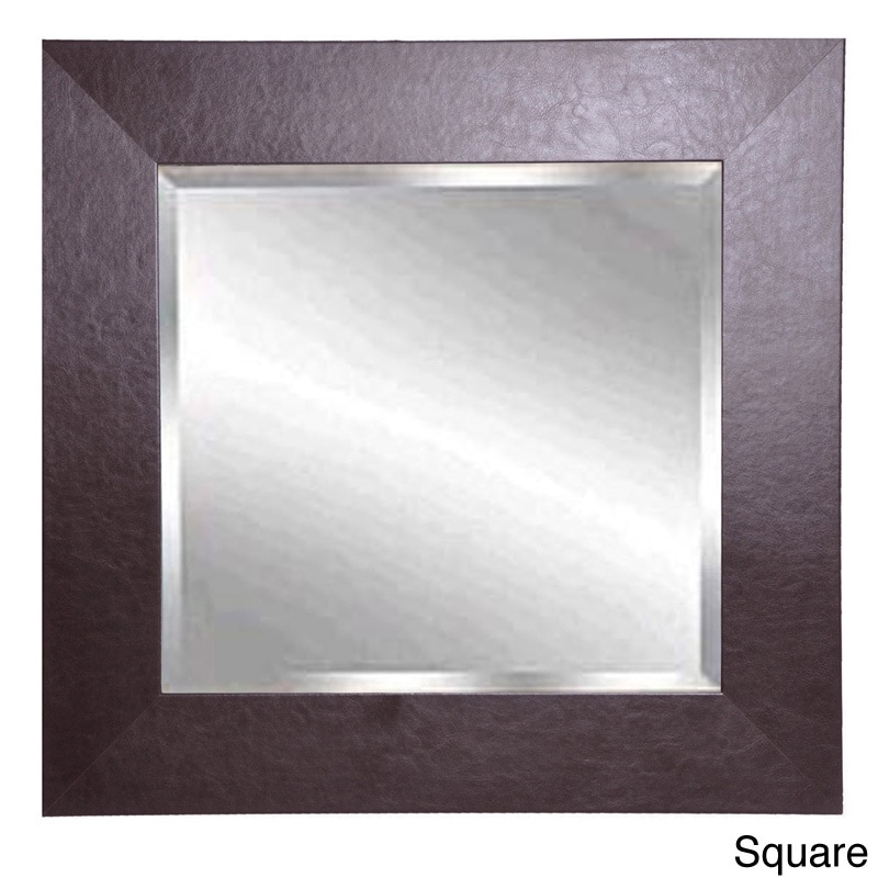 Rayne Wide Brown Leather Wall Mirror