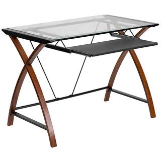 Keyboard Tray Desks Computer Tables At Porch Den Stonehurst Tanner Gl Computer Desk With Pull Out Keyboard Tray