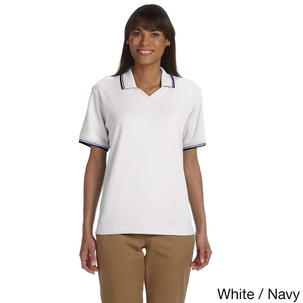 Devon   Jones Womens Tipped Perfect Pima Interlock Polo