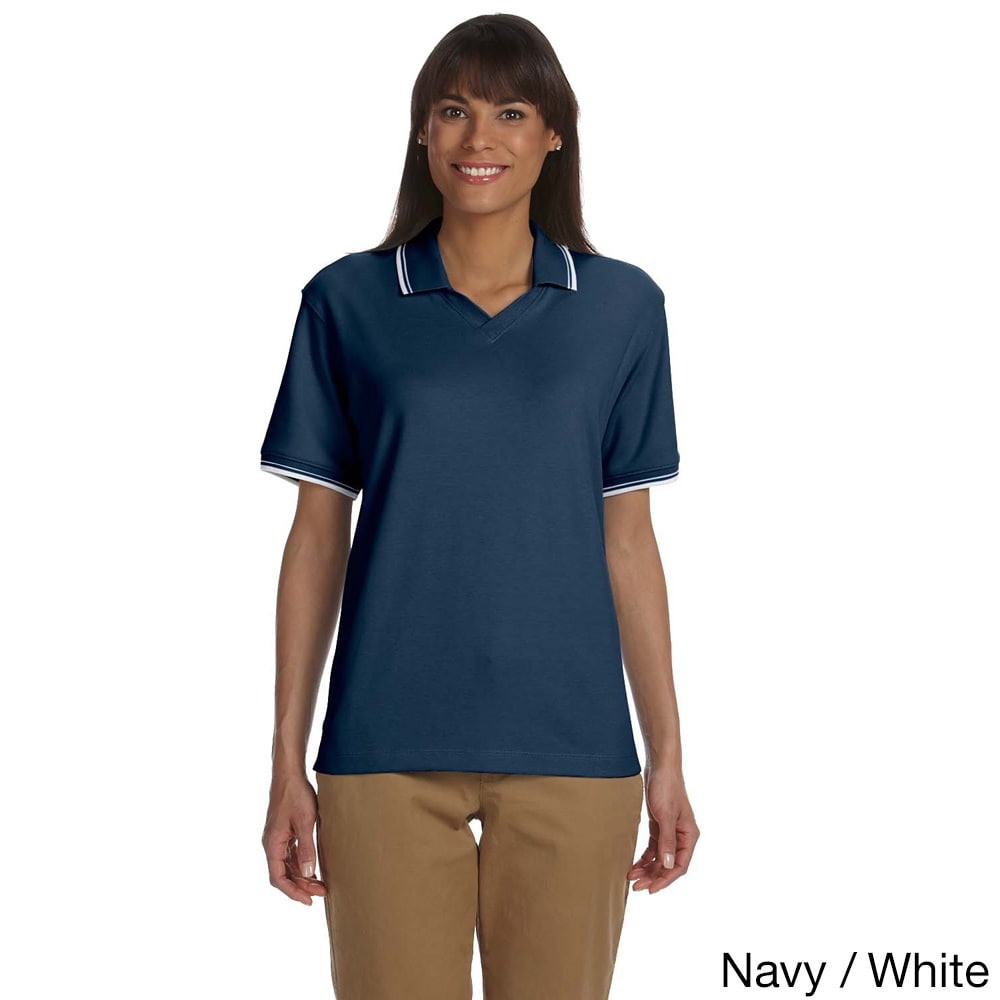 Devon   Jones Womens Tipped Perfect Pima Interlock Polo