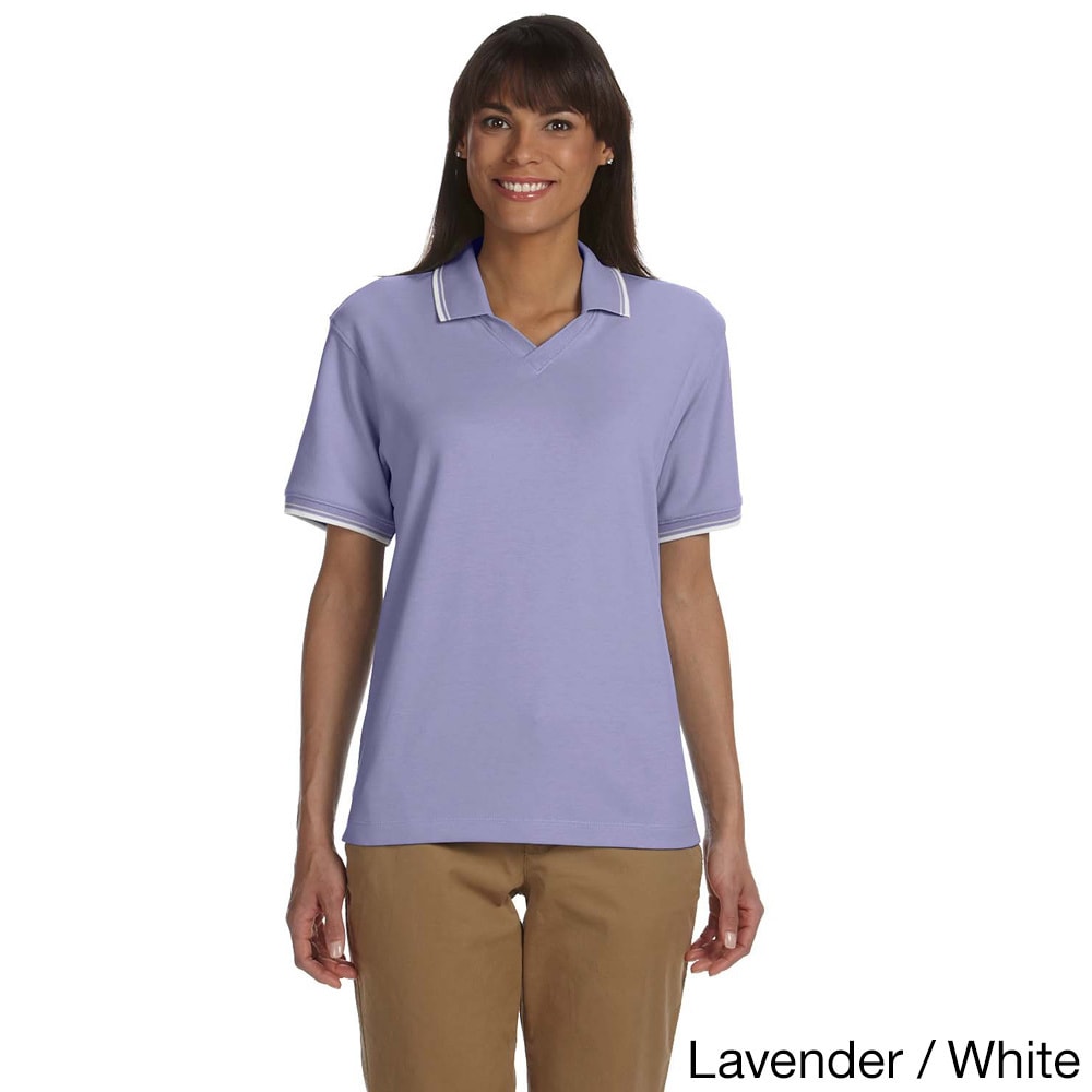 Devon   Jones Womens Tipped Perfect Pima Interlock Polo