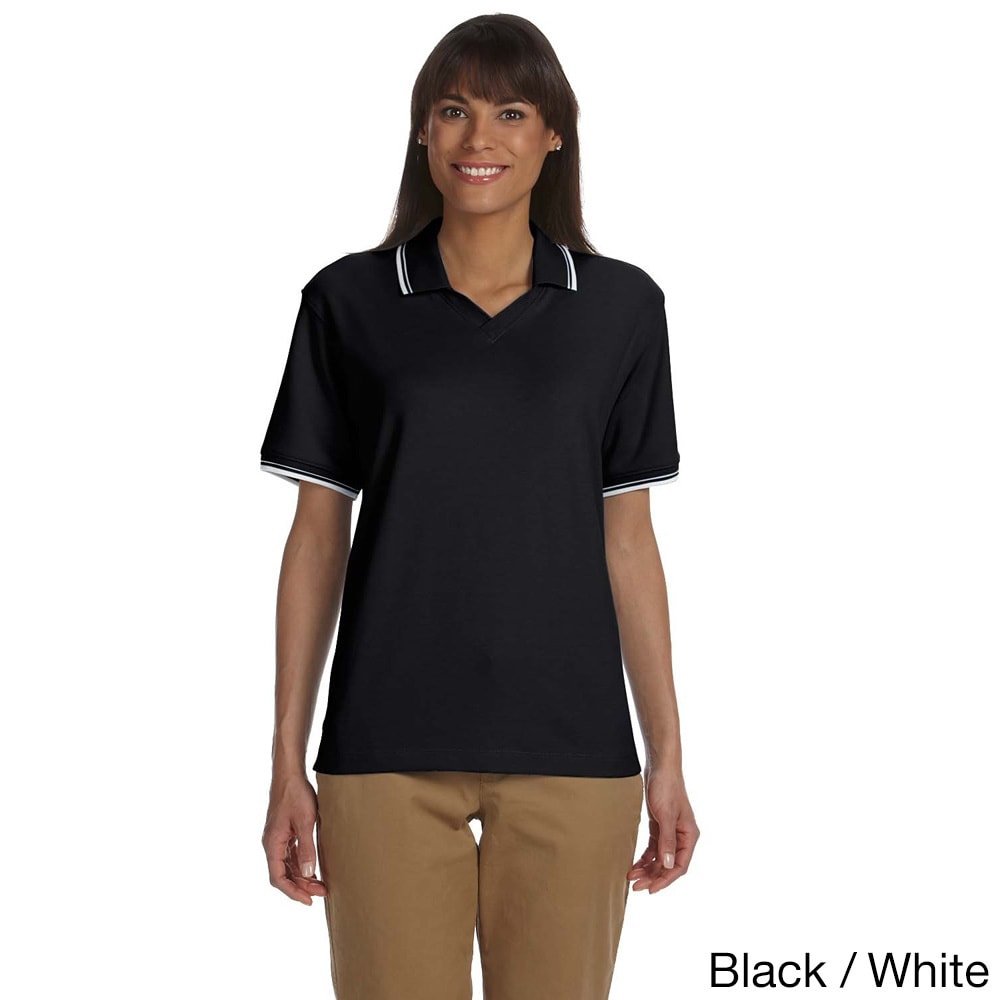 Devon   Jones Womens Tipped Perfect Pima Interlock Polo