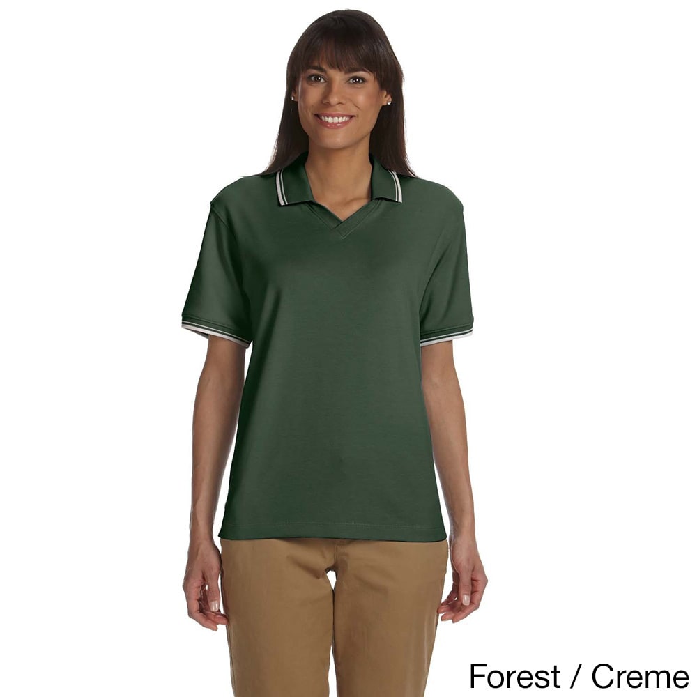 Devon   Jones Womens Tipped Perfect Pima Interlock Polo