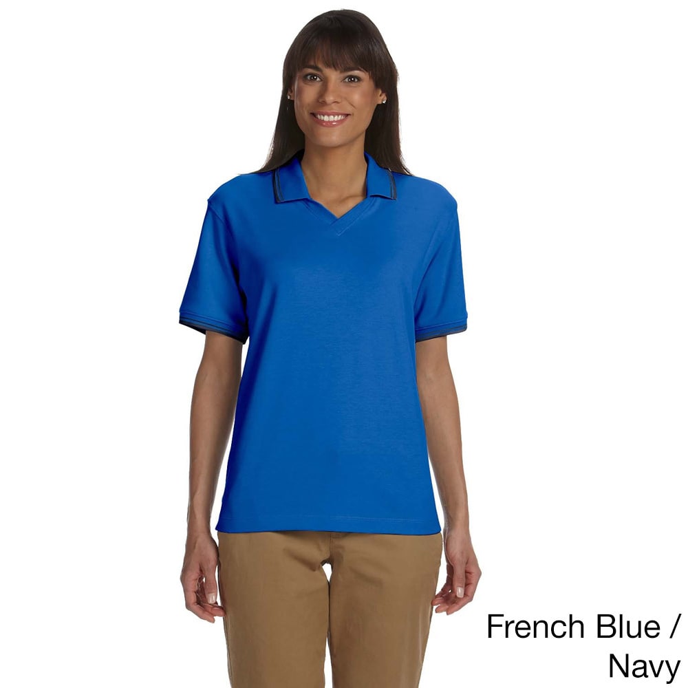 Devon   Jones Womens Tipped Perfect Pima Interlock Polo