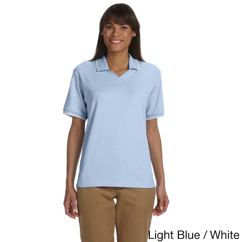 Devon   Jones Womens Tipped Perfect Pima Interlock Polo