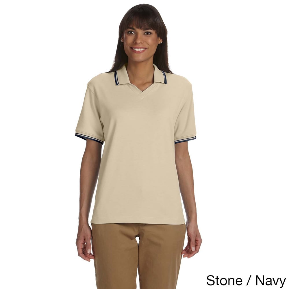 Devon   Jones Womens Tipped Perfect Pima Interlock Polo