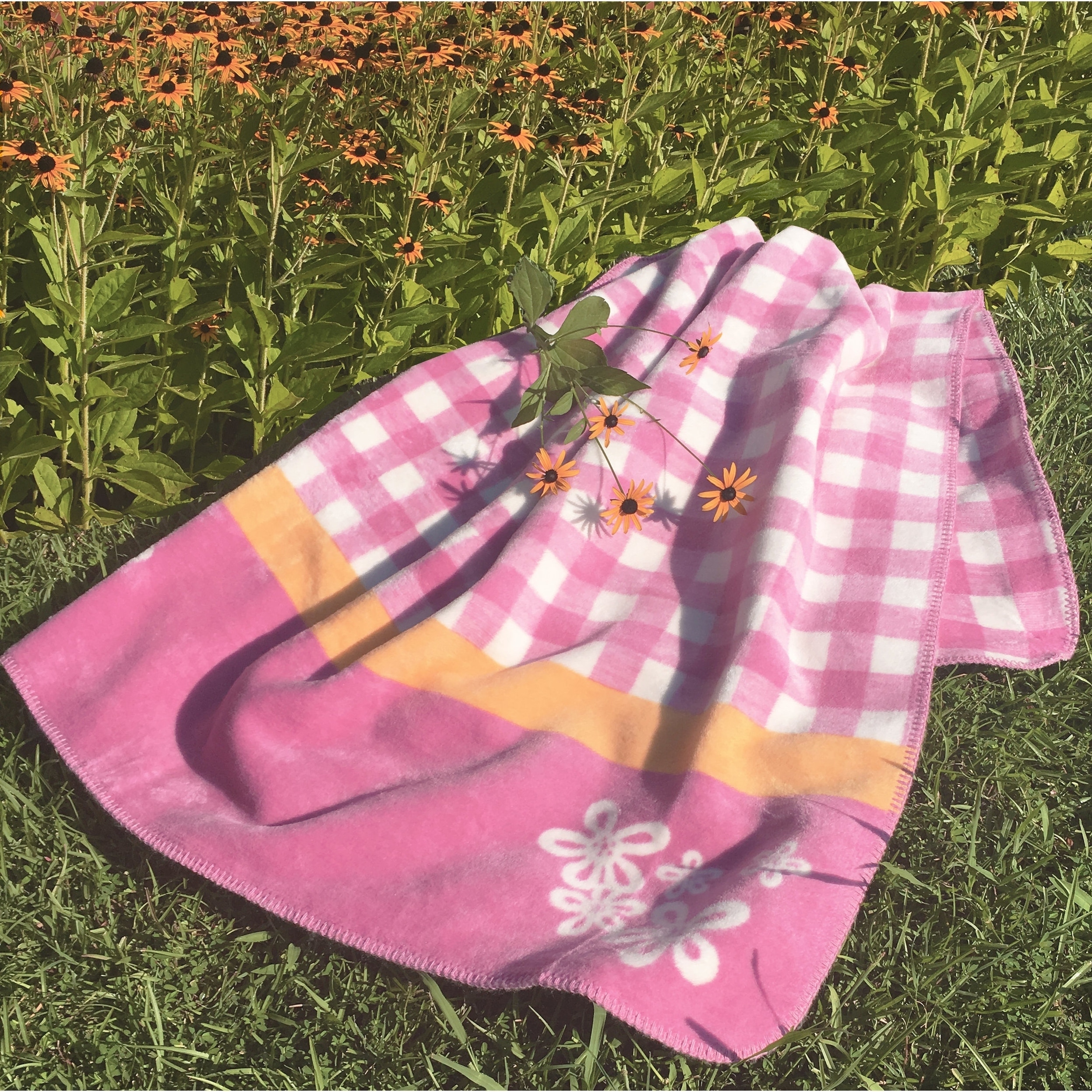 Sorrento Kids Pink Gingham Throw Blanket