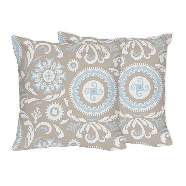 Sweet Jojo Designs Blue And Taupe Hayden Collection Throw Pillows Sweet Jojo Designs Blue And Taupe Hayden Collection Throw Pillows Set Of 2