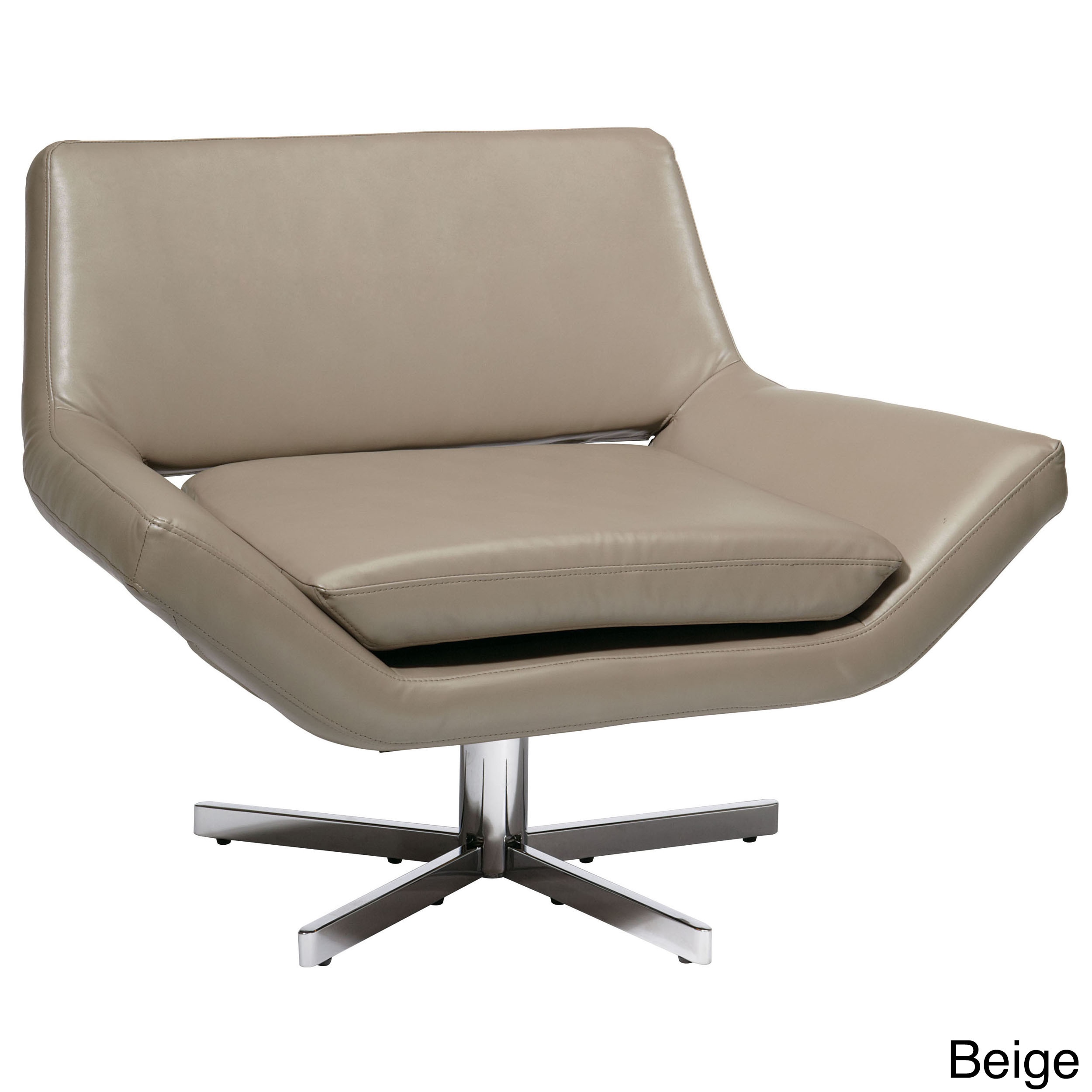 Modern Faux Leather Chrome Base Lounge Chair