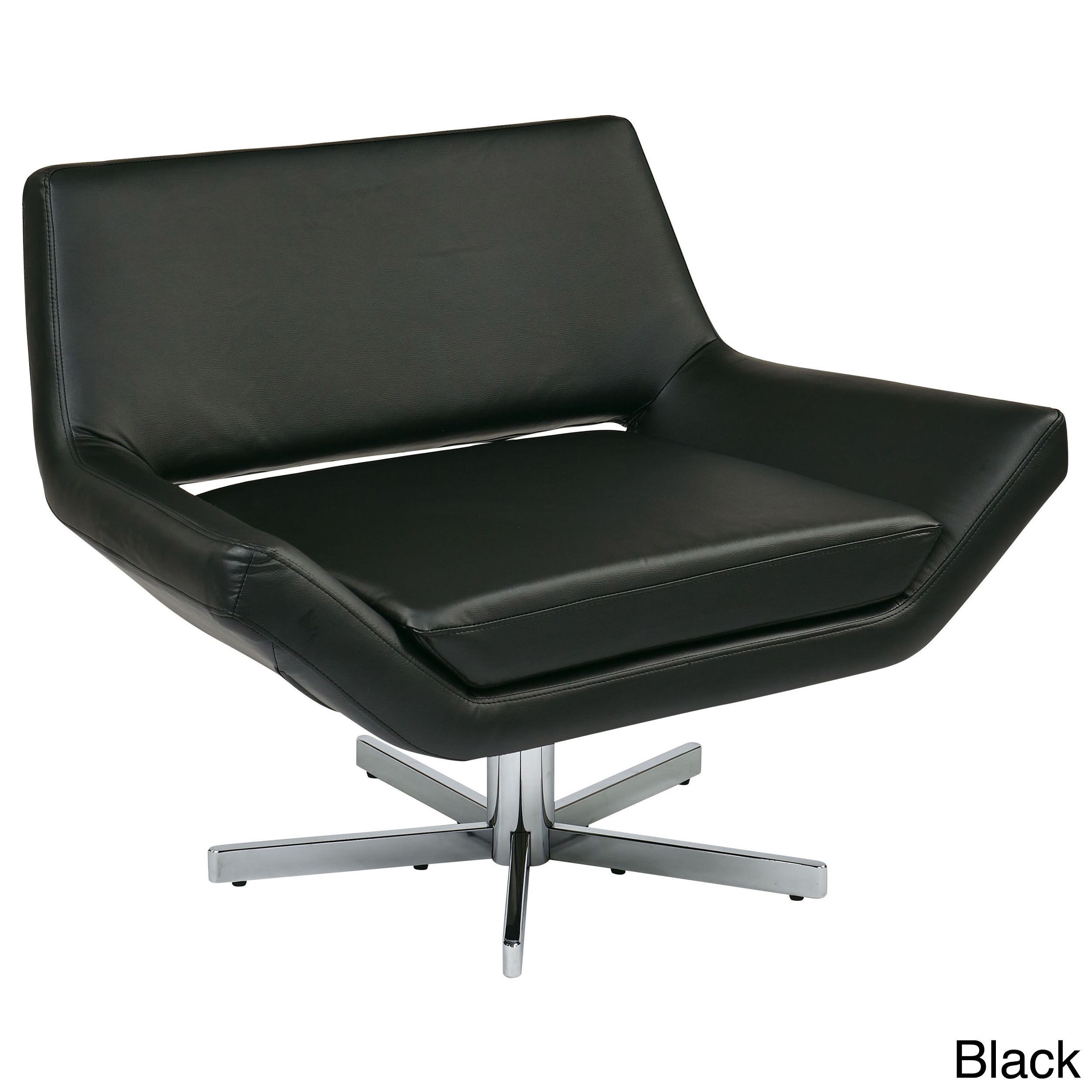 Modern Faux Leather Chrome Base Lounge Chair