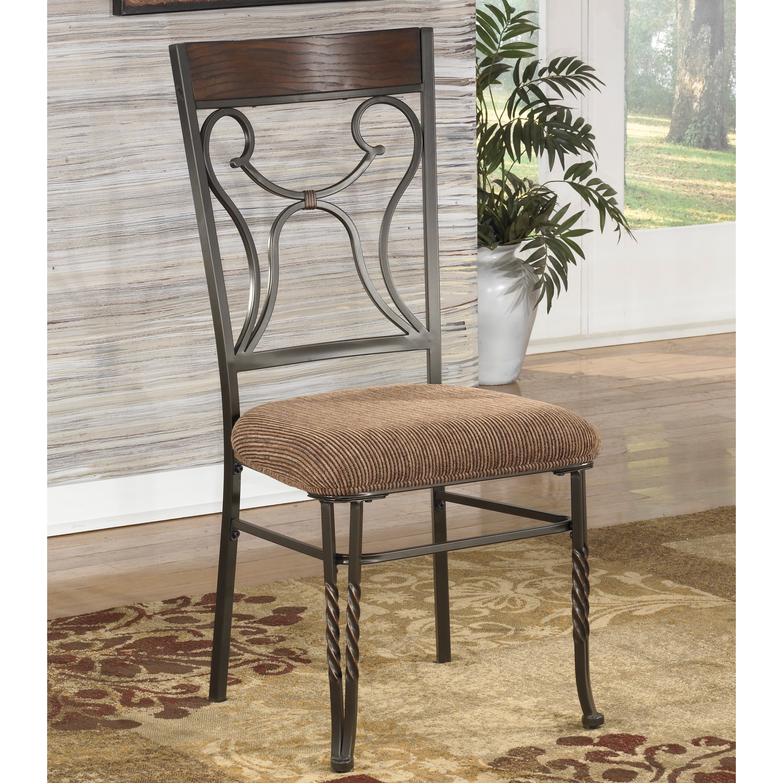 Signature Design By Ashley Sandling Dark Brown And Bronze Side Chairs (set Of 2)