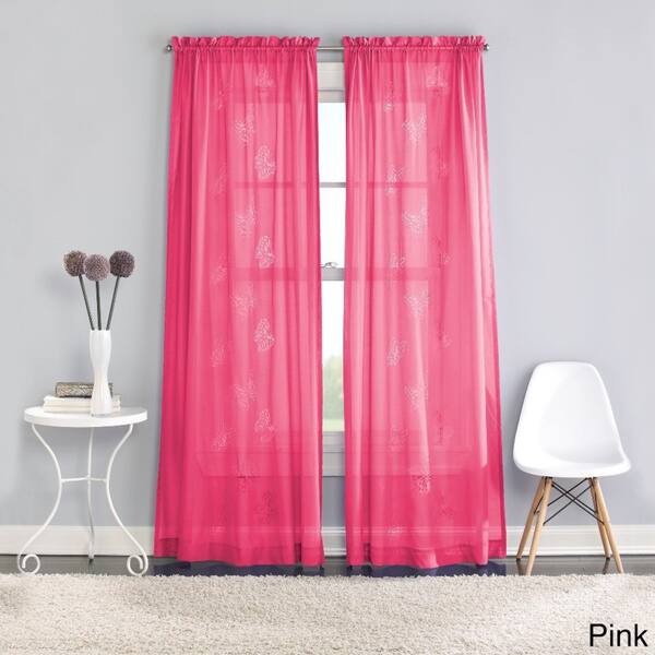 Shop Butterfly Lazer Sheer Curtain Panel Pair 50 X 84 Free