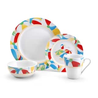 Yellow Porcelain Casual Dinnerware For Less Pfaltzgraff Beach Ball 16 Piece Porcelain Dinnerware Set