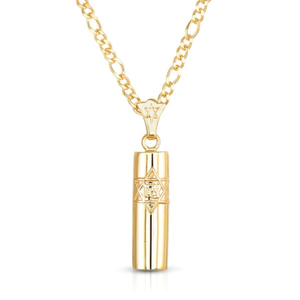 Gold over Sterling Silver Modern Mezuzah Necklace