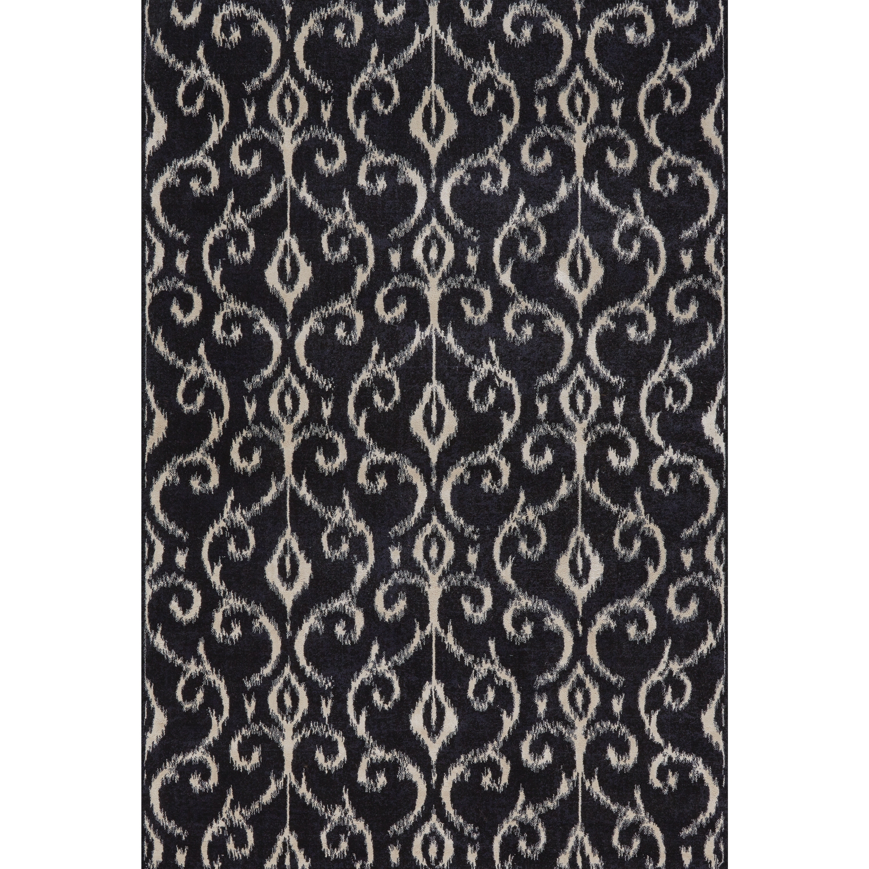 Settat Black/ Ecru Ikat Wool Area Rug (5 X 8)