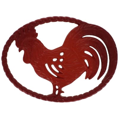 Chasseur 11-inch Flame Red Cast Iron Rooster Trivet