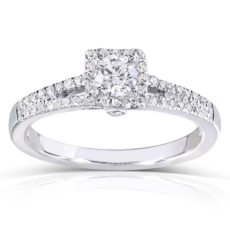 Annello by Kobelli 14k White Gold 1/3ct TDW Round-cut Diamond Promise Ring - 4