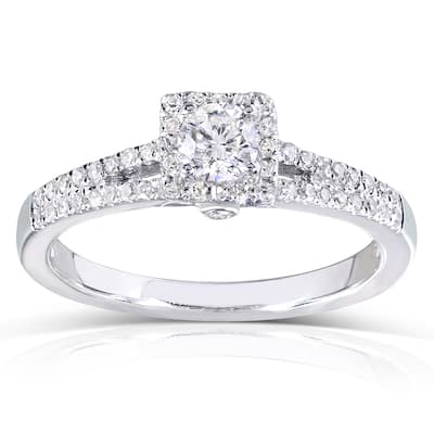 Annello by Kobelli 14k White Gold 1/3ct TDW Round-cut Diamond Promise Ring