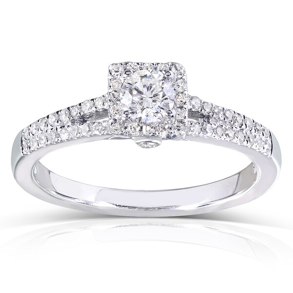 Annello by Kobelli 14k White Gold 1/3ct TDW Round-cut Diamond Promise Ring