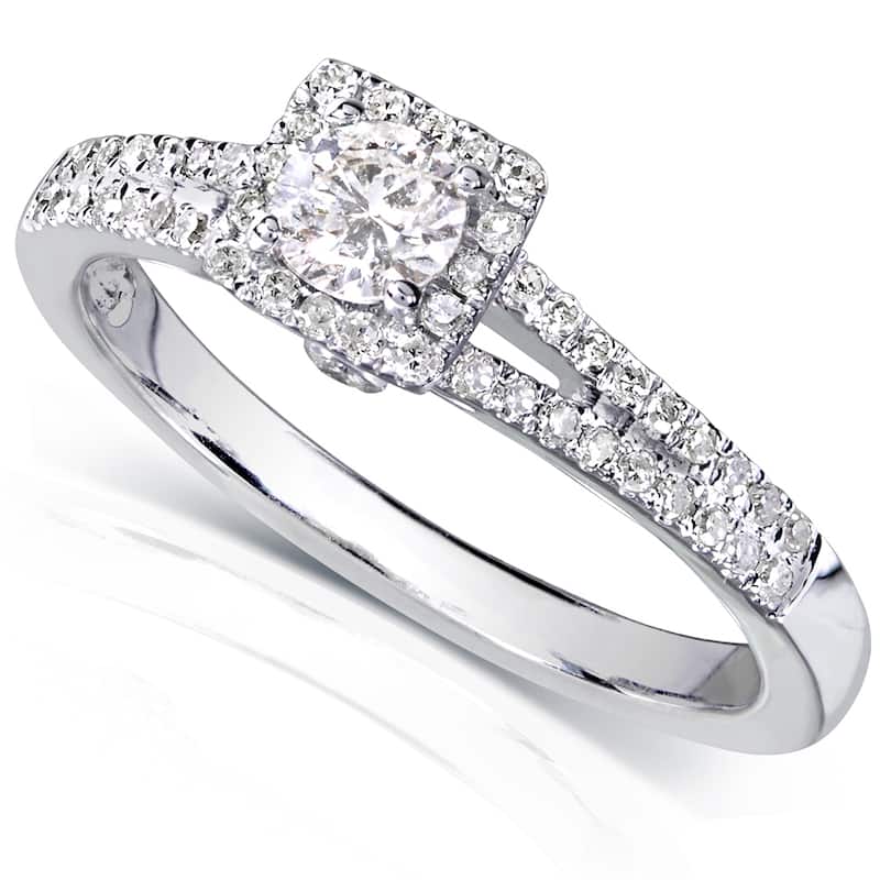 Annello by Kobelli 14k White Gold 1/3ct TDW Round-cut Diamond Promise Ring