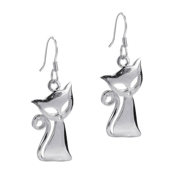 Handmade Trendy Kitty Cat 925 Silver Dangle Earrings Thailand Handmade Trendy Kitty Cat 925 Silver Dangle Earrings Thailand