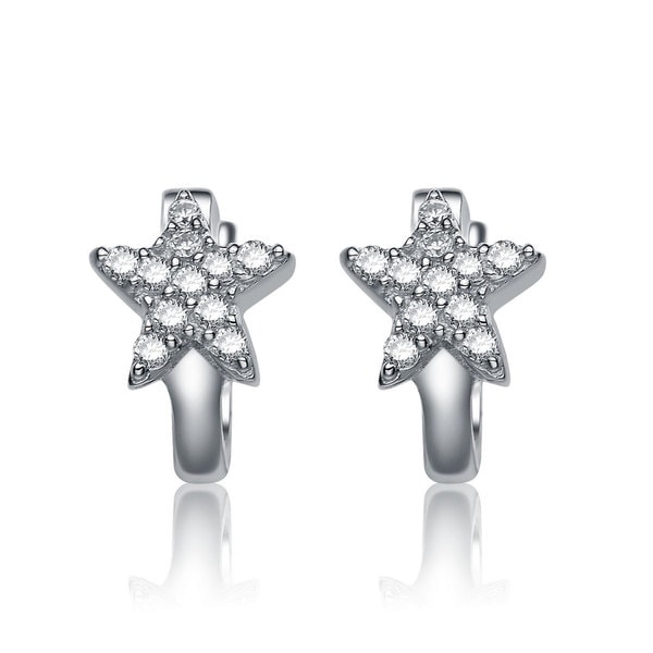 Collette Z Sterling Silver Cubic Zirconia Star Shape Kids Hoop Collette Z Sterling Silver Cubic Zirconia Star Shape Kids X27 Hoop Earrings