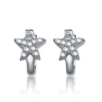 Molly And Emma Sterling Silver Children S Cz Circle Dangle Earrings Collette Z Sterling Silver Cubic Zirconia Star Shape Kids Hoop Earrings