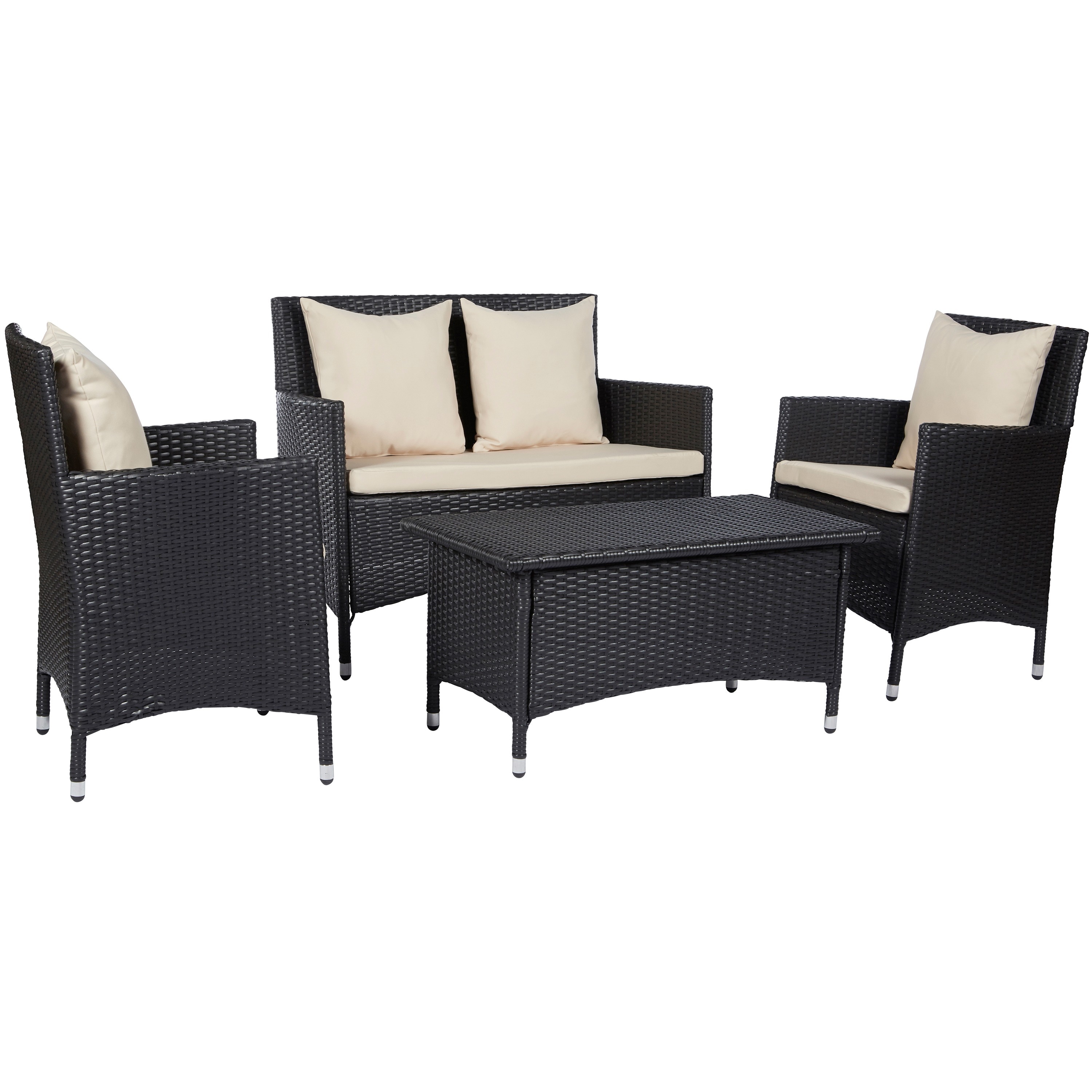 Angelohome Napa Estate Sandy Brown 4 Piece Indoor/outdoor Resin Wicker Set