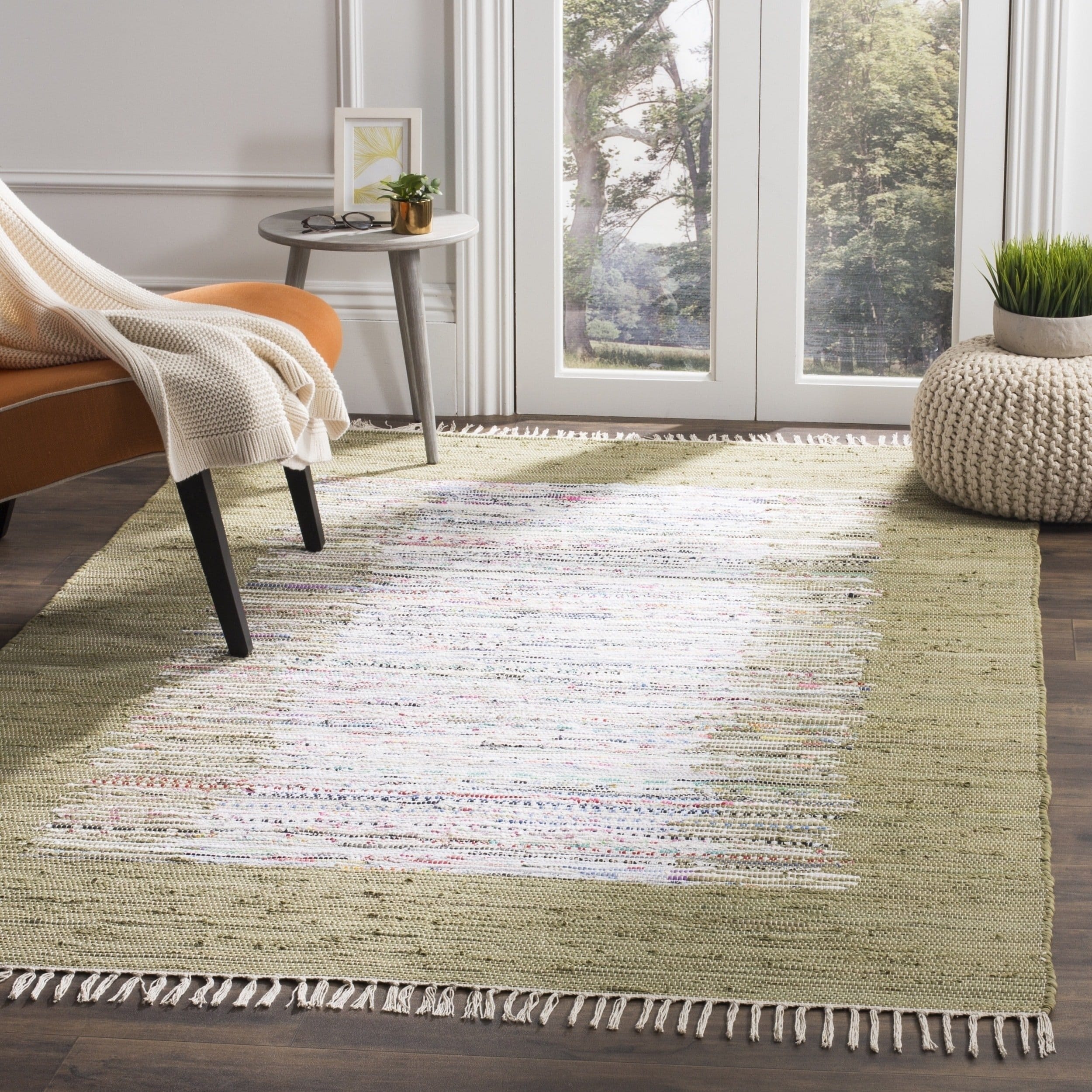 Safavieh Hand woven Montauk Ivory/ Olive Cotton Rug (4 X 6)