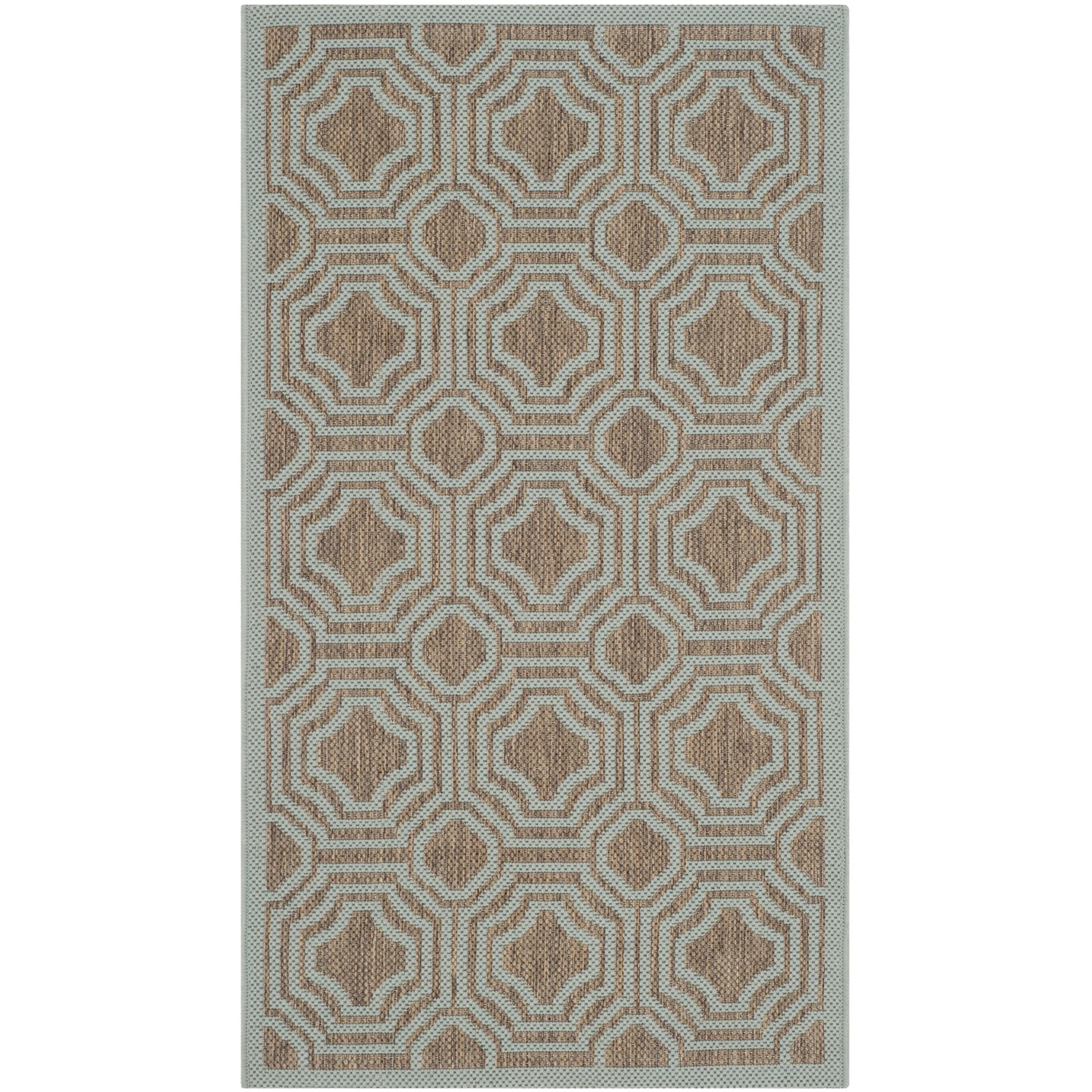 Safavieh Indoor/ Outdoor Moroccan Courtyard Brown/ Aqua Rug (2 X 37)