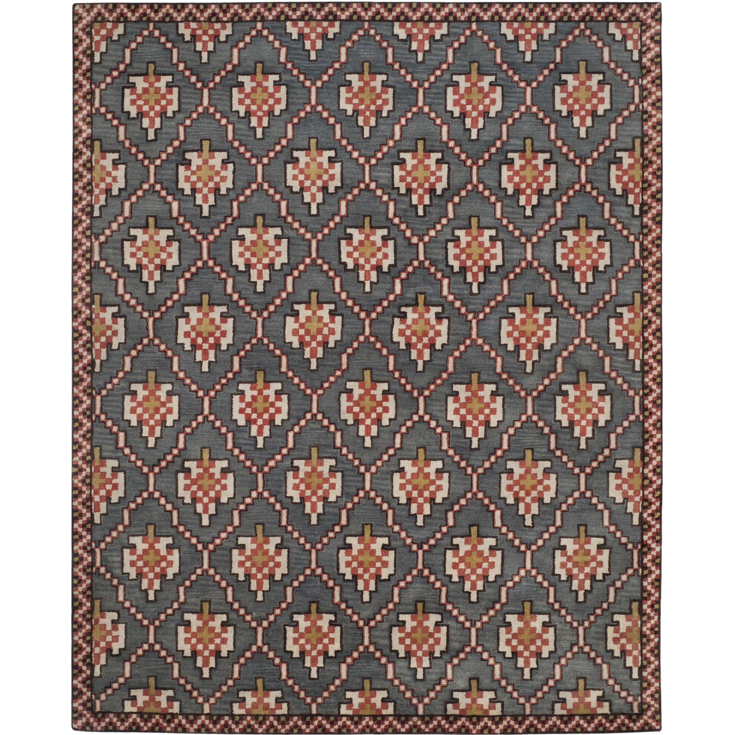 Isaac Mizrahi By Safavieh English Trellis Navy/ Rust Wool Rug (4 X 6)