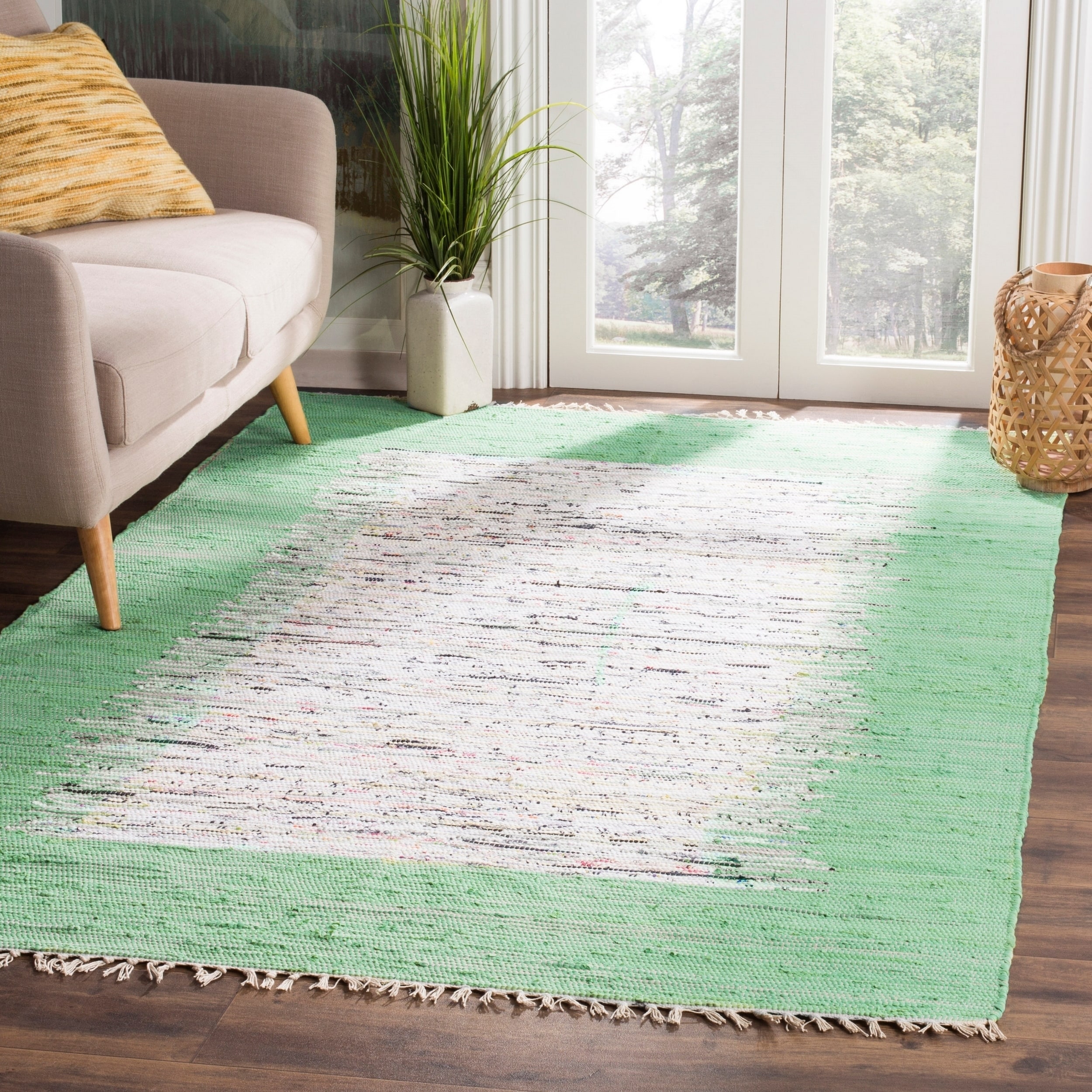 Safavieh Hand woven Montauk Ivory/ Green Cotton Rug (4 X 6)